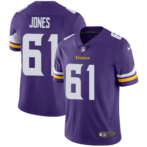 Minnesota Vikings #61 Limited Brett Jones Purple Nike NFL Home Men Jersey Vapor Untouchable->youth nfl jersey->Youth Jersey